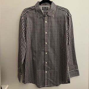 Black Brown 1826 Slim Fit Long Sleeve Button Down Shirt Size 17 34